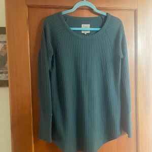 Chaser Teal Ribbed Long Sleeve Top